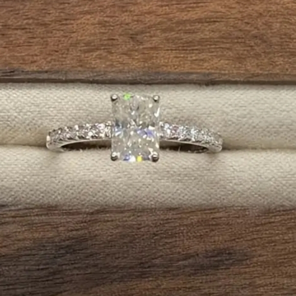 GRA Certified 1 Carat Radiant Cut Moissanite Diamond Ring size 7 - Picture 12 of 16